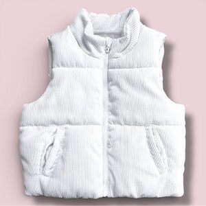 NWOT RSQ Girls Crisp White Corduroy Puffer Vest Size L